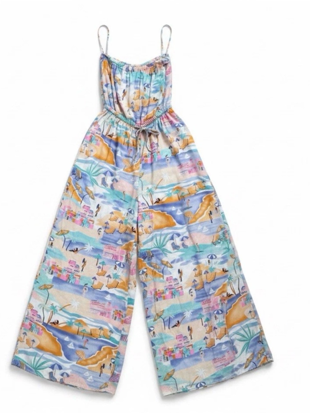 True Destinations Multicolor Sun Print Sleeveless Wide-Leg Jumpsuit Women’s L